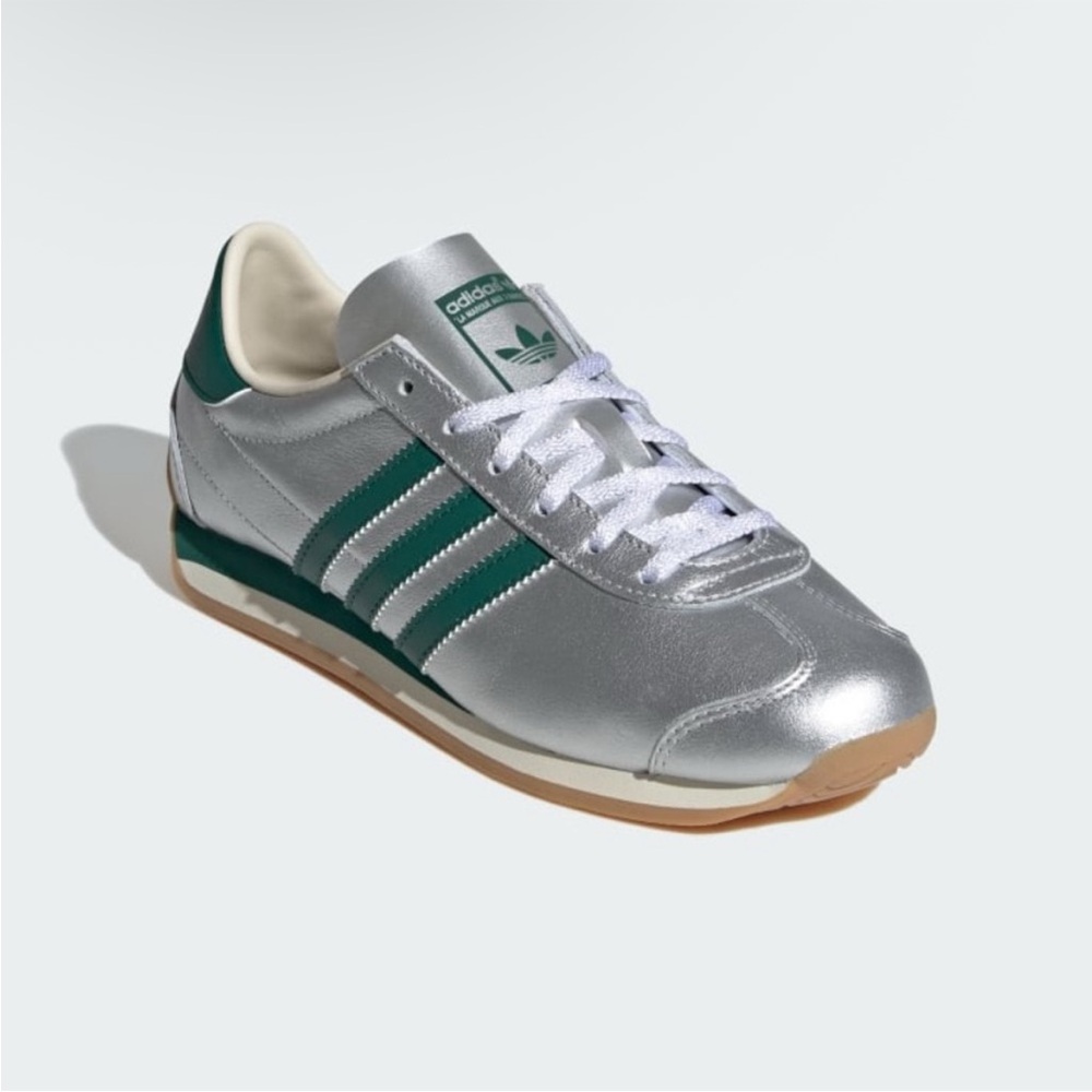Adidas Women's Country OG 'Silver Metallic/Green' Sneakers Sz 9 - Picture 3 of 4